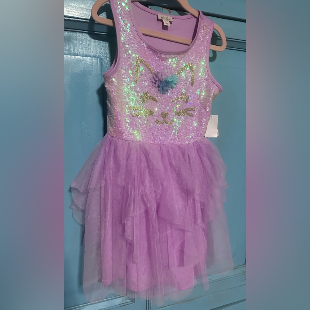 Zhenzi Glittery Purple Cat Dance Costume